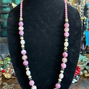 Chic Pink Handmade Beaded Necklace